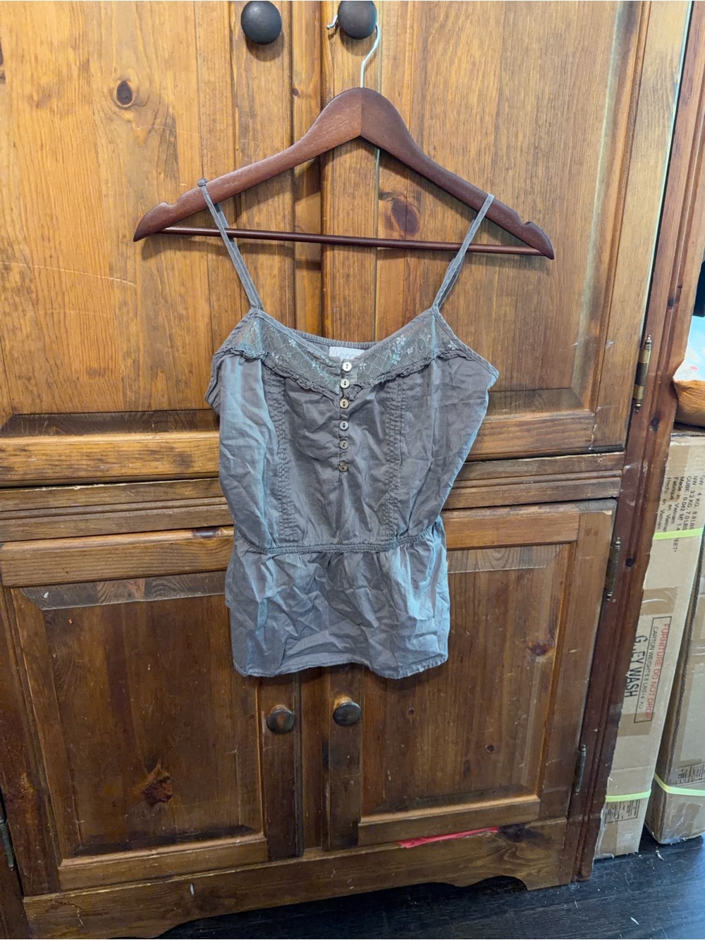 PacSun Gray Lace-Trim Spaghetti Strap Camisole